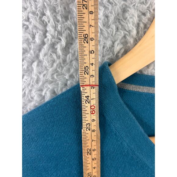 Lands’ End Supima Cotton V-Neck Sweater Men’s Medium Teal Long Sleeve Knit - Picture 4 of 6